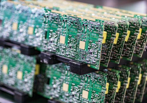 A stack of PCB boards after complete PCB assembly in Schaumburg IL from CircuiTek Solutions